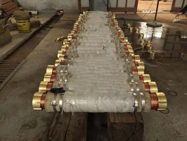 Copper water cooling connector for calcium carbide furnace